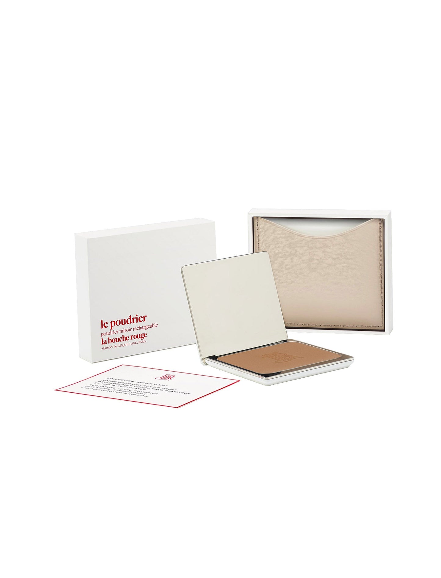 The beige Leather Compact Case - La Terre brune